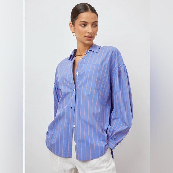Nwot RAILS JANAE LIMA STRIPE Shirt XS - Picture 2 of 11